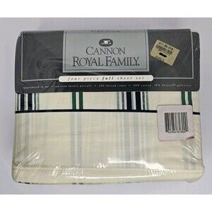 CANNON ROYAL FAMILY No Iron Luxury Percale 4 Piece Full Sheet Set NEW Nantucket